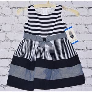 Bonnie Jean Girls Dress 2T Jacki O Style Sleeveless Striped Dress Navy & White